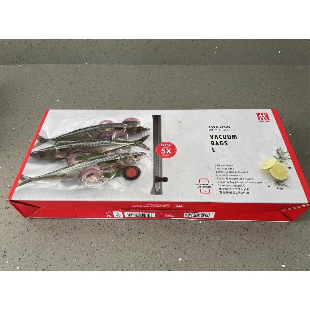 ZWILLING Fresh & Save Set 3-pc Vacuum Sealer Bag for Food, 2 1/4 Gallon UNOPENED
